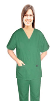 Microfiber Scrub set 4 pocket solid ladies front open v-neck with snap buttons half sleeve (2 pocket top 2 pocket boot cut pant) (100% POLYESTER) 