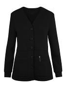 Women’s Scrub Jacket V-Neck Cardigan Style 2 Pockets Full Sleeves Rib with Front Inset Waistband and Half Back Elastic Shirring