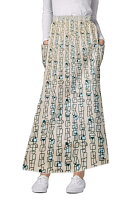 Cargo pockets ladies skirt A Line Full Elastic waistband ladies skirt in Geometric Print