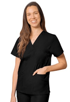 Microfiber Stretch Scrubs set 4 pocket solid ladies half sleeve (2 pocket top and 2 pocket pant)  in 97% Polyester 3% Spandex
