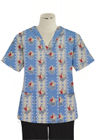 Printed scrub set 4 pocket ladies half sleeve Red And Peach Tulip Print (2 pocket top and 2 pocket pant)