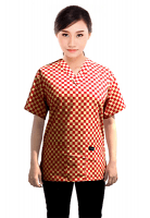 Printed scrub set 4 pocket ladies half sleeve Red Square Print (2 pocket top and 2 pocket pant)