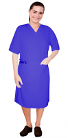 Stretch V neck half sleeve nursing dress with zip and 2 front pockets knee length (35% Cotton, 60% Polyester, 5% Spandex)